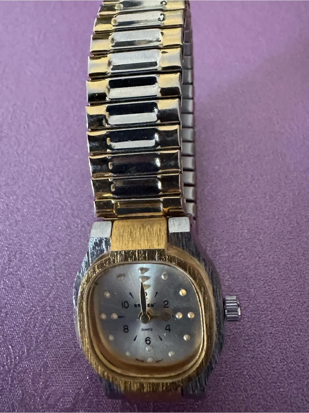 Reizen Women’s Braille Gold & Silver Tone Quartz Square Face Watch M9908